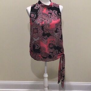 Paisley Sleeveless Top - Pink and Black size M mock turtle neck used great cond.